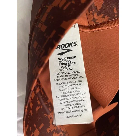 Brooks NWT 32C/D Drive 3 Pocket Run Bra Glitch Print Copper Compression Wicking - Picture 7 of 10